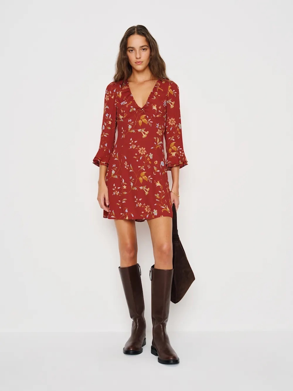 Reformation Nancy Knee High Riding Boot Espresso Brown Leather | 9 US, 39.5 EU